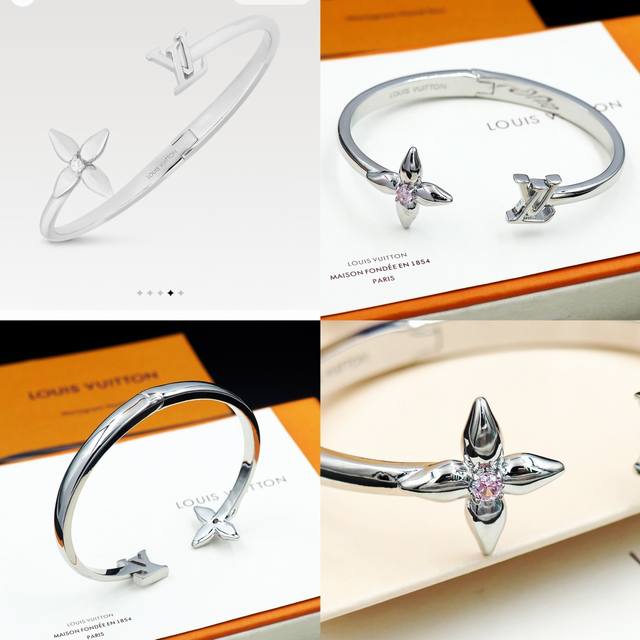 The Louisette Signature bracelet is designed with a dazzling metal carving open