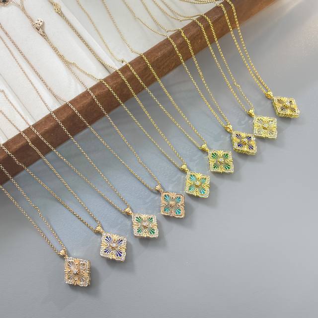 Buccellati necklace new CNC process large retro diamond mother-of-pearl necklac