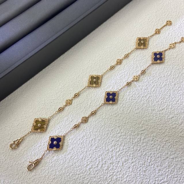 Buccellati Bracelet New Three Flower Bracelet Tiger Stone Lapis Lazuli P DDD