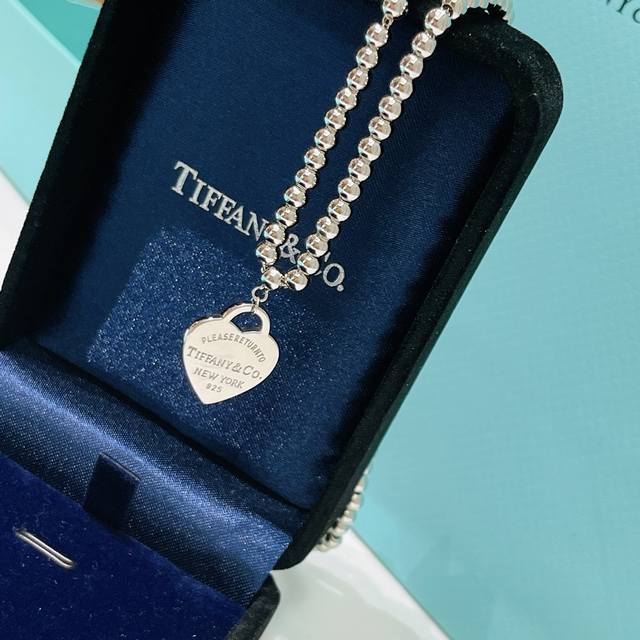 Tiffany Tiffany necklace heart brand necklace Tiffany necklace beads peach heart
