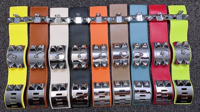 Eight-tower leather plain wide version large rivet leather bracelet hardware de