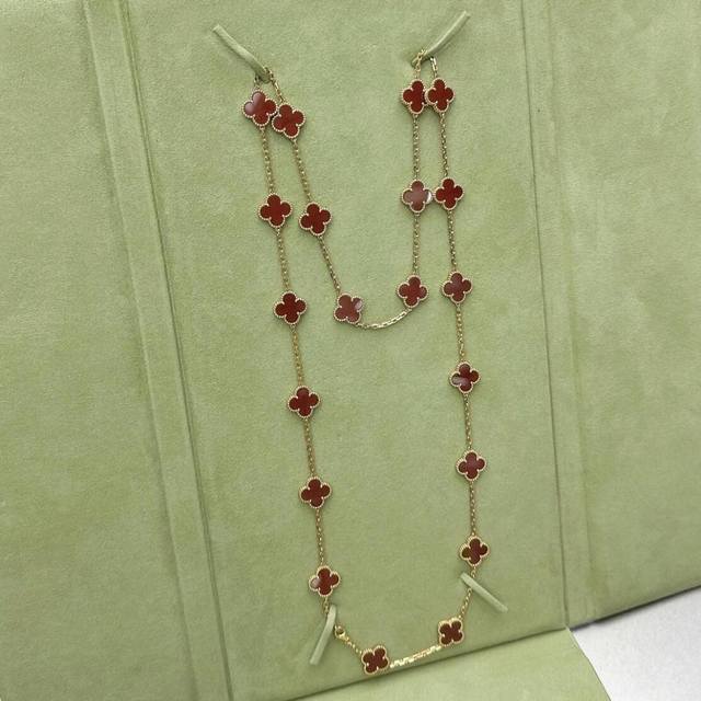V gold material Vca four-leaf clover 20 flower carnelian necklace DDD