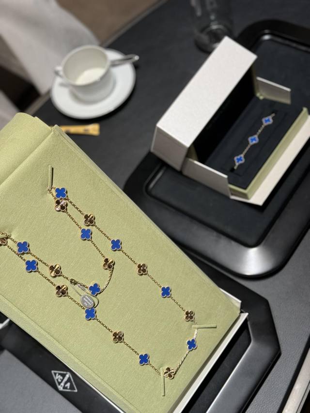 V gold material Vca sapphire laser 20 flower four-leaf clover necklace DDD