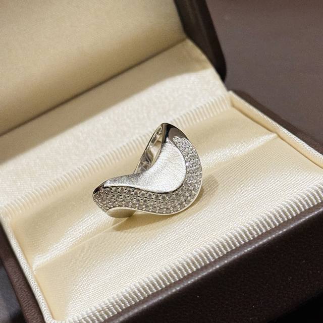 A5916 Independent designer new full diamond brushed wave ring design full diamon