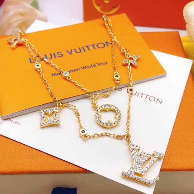 No.Lxl0062 Lv*Latest double-layer necklace consistent Zp brass material DDD