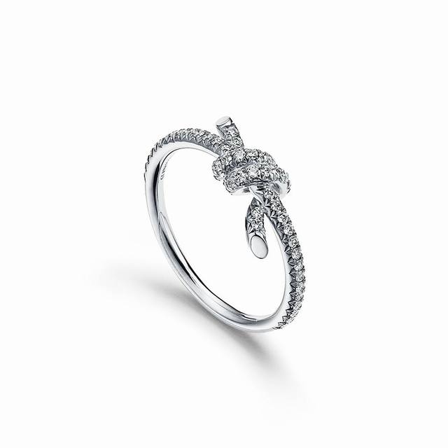 Tif New Edge Series Full Diamond Knot Ring High-end Custom Made Sub-gold Materia