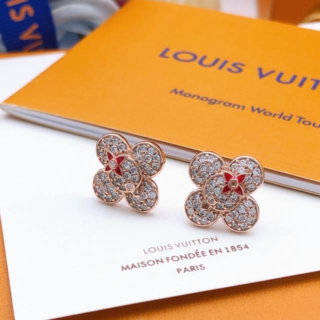 No.Led0132 Lv*Latest rose gold flower earrings consistent Zp brass material DDD