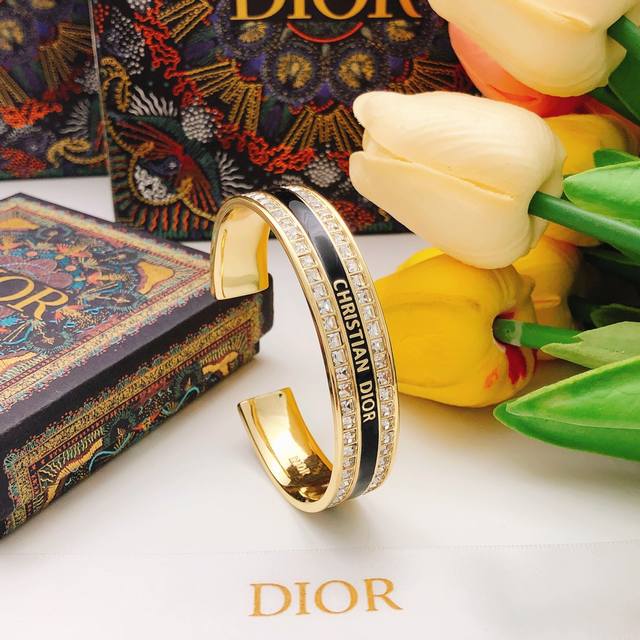 No.Dsz0021 Dio*Latest square diamond black oil drop bracelet consistent Zp brass
