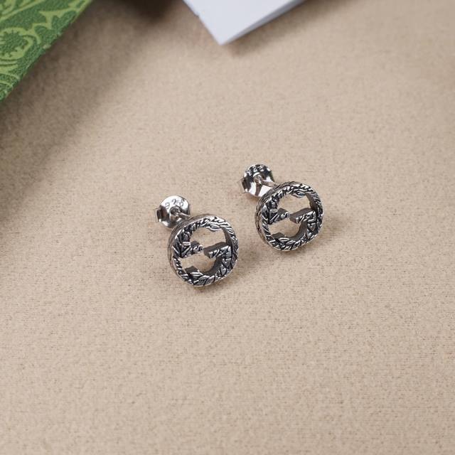925 sterling silver Gucci interlocking double G vintage earrings, the same Inter