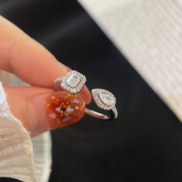 Messika My Twin ring, white material, one color inside and outside, size 5678The