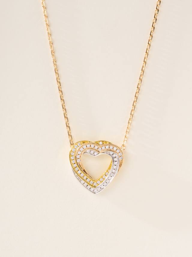 Heart three-color ring diamond necklace! Wearing it, even breathing carries a s