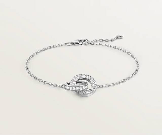 Cnc version Cartier double ring micro-diamond bracelet, two linked together, ins