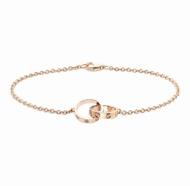 Cnc version Cartier double ring diamond-free bracelet, two linked together, inse