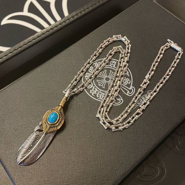 Counter quality Chrome Hearts Chrome Hearts classic retro bamboo necklace feath