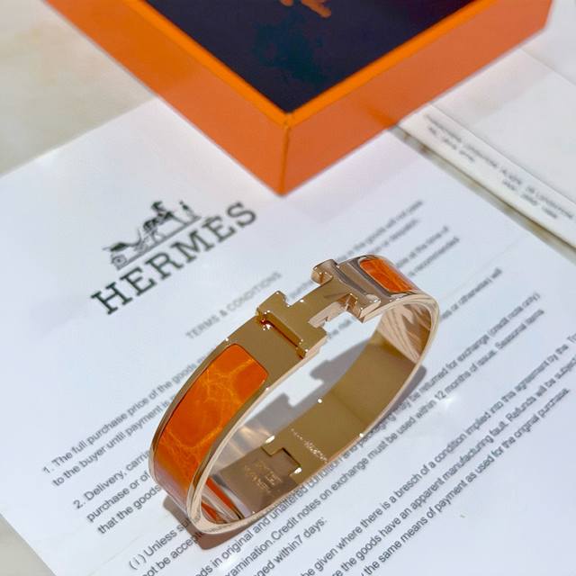 Real crocodile leather, support leather inspection Hermes bracelet V gold origi