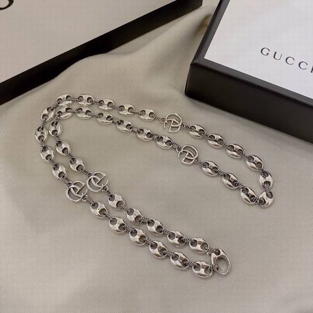 Gucci Gucci new men's accessories classic retro double G anchor necklace size: a