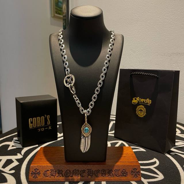 New arrival Goro'S Takahashi Goro turquoise feather pendant, Takahashi classic