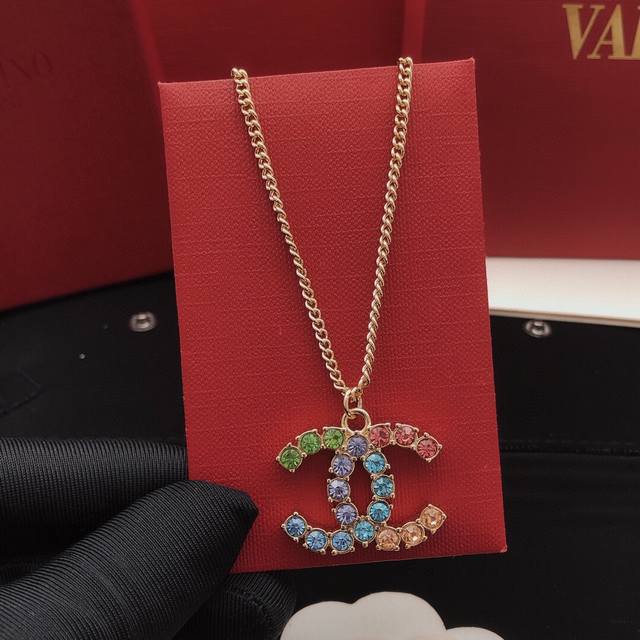 No. Xxl0301 Ch*Nel latest color diamond double C necklace consistent Zp brass m