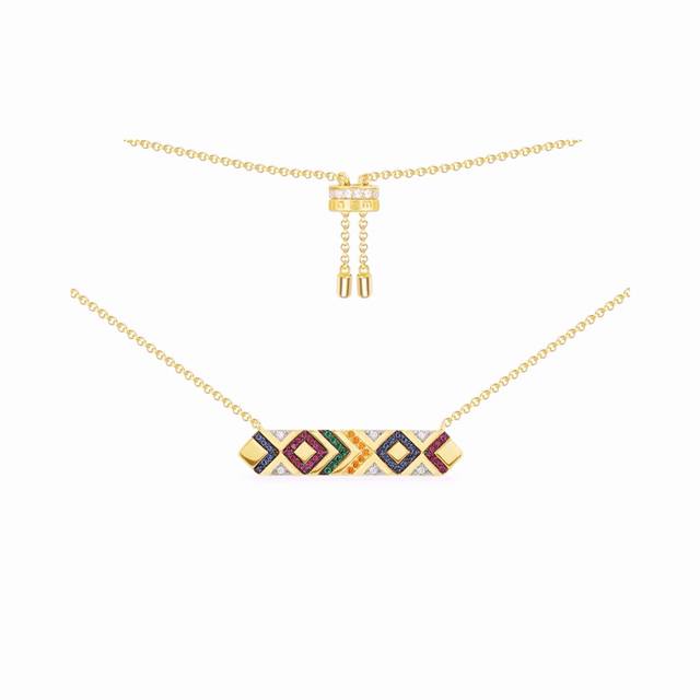 Apm Monaco colorful tribal adjustable necklace with bar pendant geometric temper