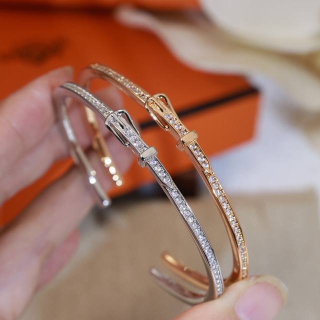 High-end version Hermes H family full diamond belt buckle bracelet high-end cus