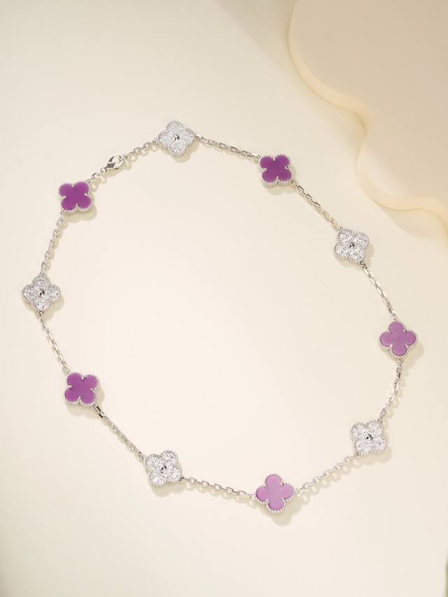 2025 Dubai limited edition custom violet 10 flower diamond necklace DDD