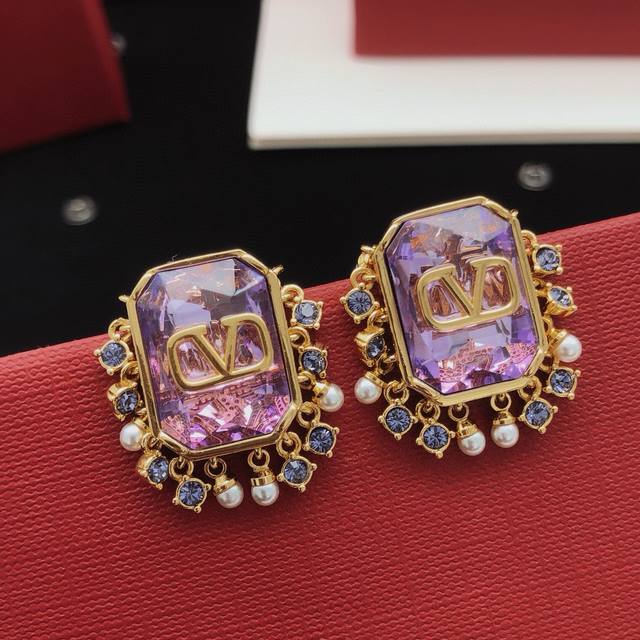 No.Ved0267 Valenti*O latest square purple earrings consistent Zp brass material