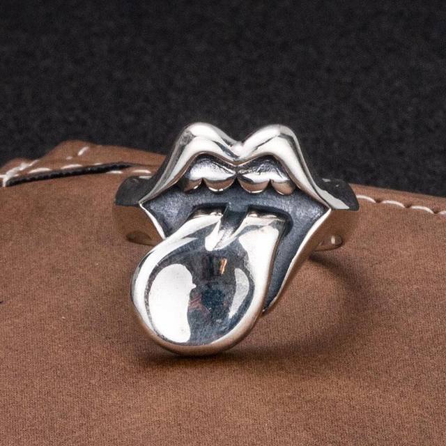 P Retro ring men's personality exaggerated ring Thai silver punk trend funny big