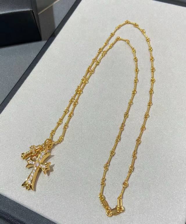 New counter quality Chrome Hearts Chrome Hearts gold classic necklace full of d