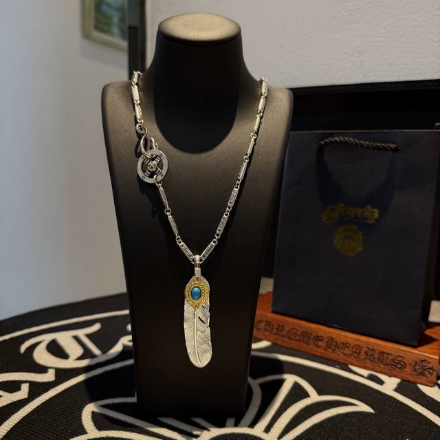 New arrival Goro'S Takahashi Goro turquoise feather pendant, Takahashi classic