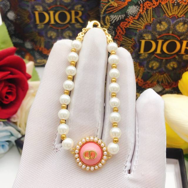 No.Dsl0173 Dio*Latest pink pearl bracelet consistent Zp brass material DDD