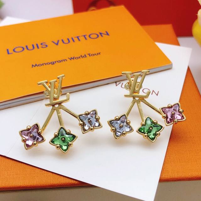 No.Led0156 Lv*Latest color diamond flower earrings consistent Zp brass material