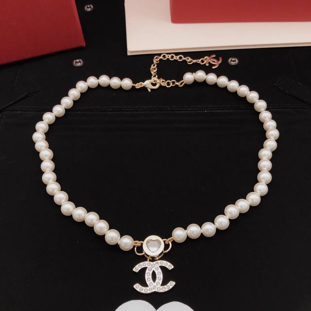 No. Xxl0348 Ch*Nel latest love diamond pearl necklace consistent Zp brass mater