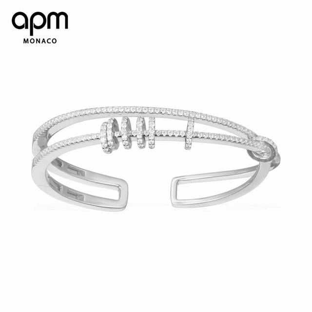 A batch M Monaco double row multi-circle design silver bracelet for women and co