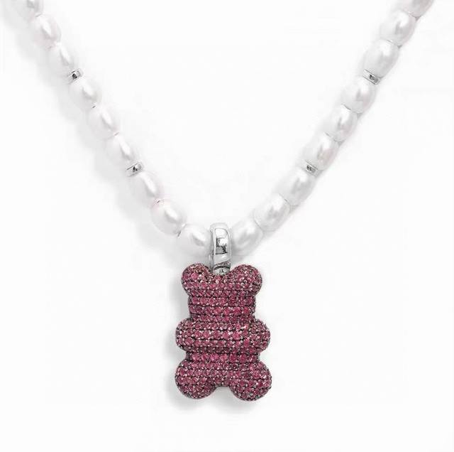 A batch M Monaco official Yummy red pearl couple necklace boy and girl fashion c