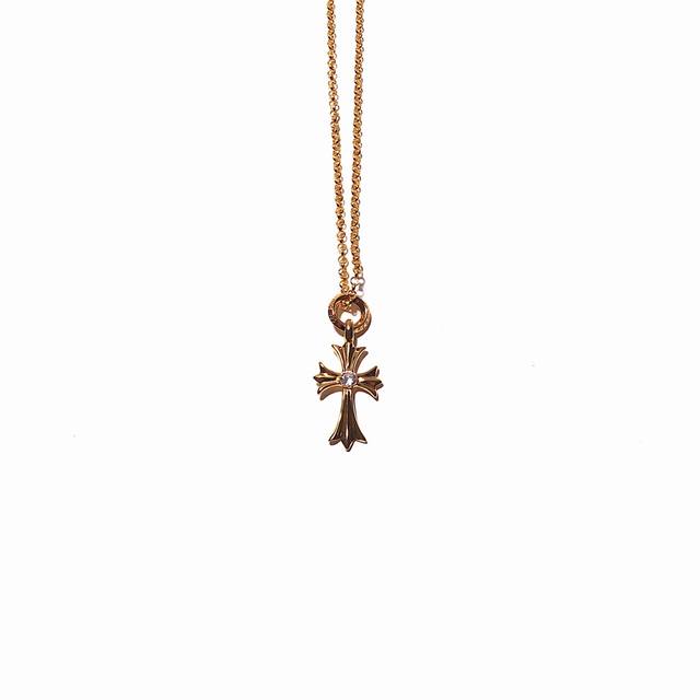 Chrome Heart Cross Stone Inlaid Gold Necklace Pure silver multi-layer vacuum pl