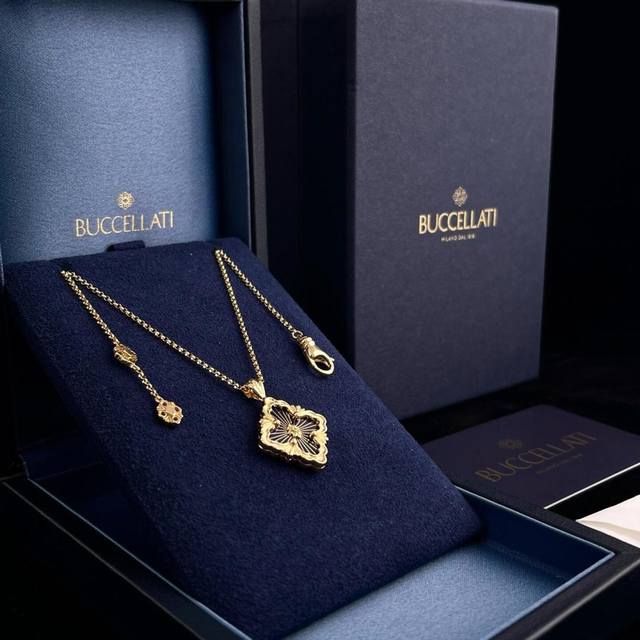 V Gold Buccellati Large Blue Enamel Necklace DDD