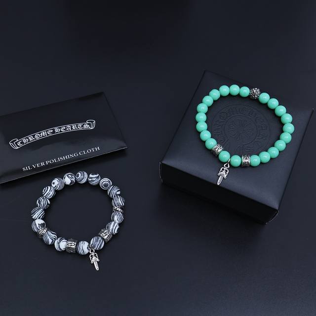 Couple's bracelet Chrome Heart natural silver beads bracelet Chrome Heart is a