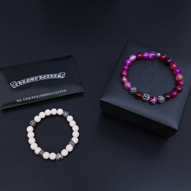 Couple Bracelet Chrome Heart Natural Bead Silver Bead Bracelet Chrome Heart is