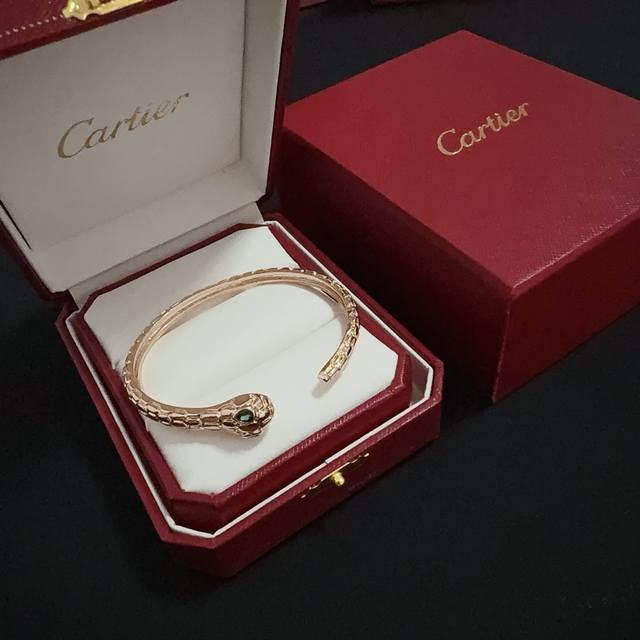 Cartier diamond-studded snake head bracelet High-end custom version Diamond-stud