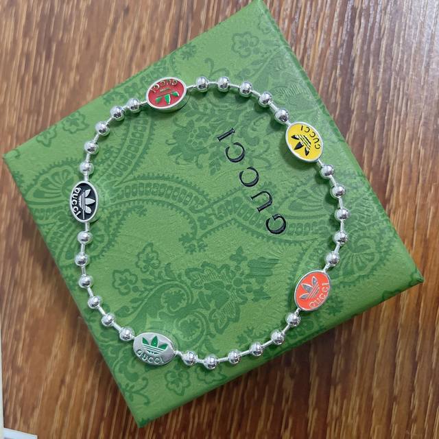 genuine Gucci Gucci colored enamel beads double G jewelry bracelet for men and