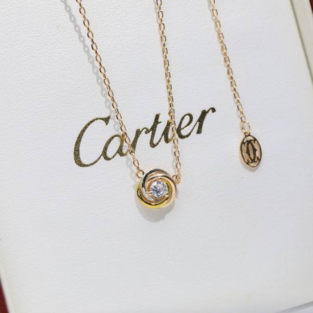 Cartier small three-color three-ring necklace shipped S925 sterling silver mate