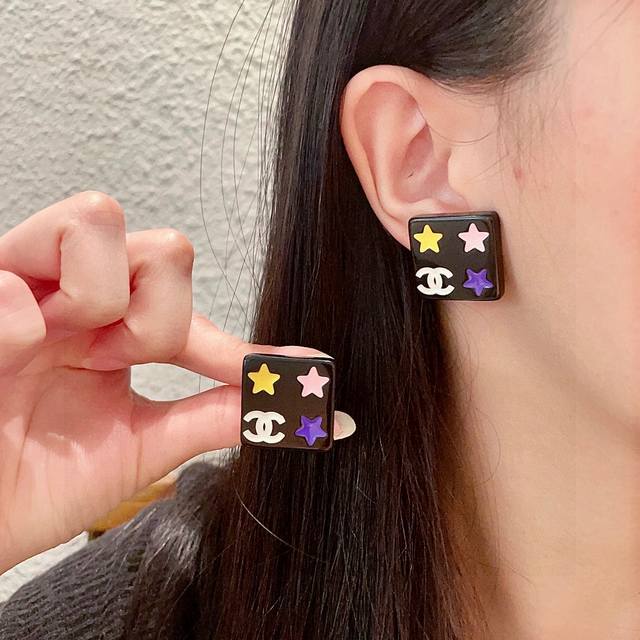 Chanel Square Star Double C Earrings DDD