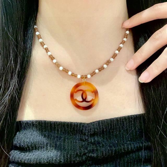 Chanel Pearl Double C Circle Necklace DDD