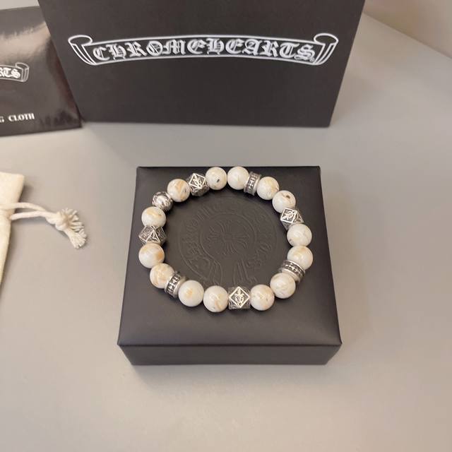 Couple Bracelet Chrome Heart Natural Silver Bead Bracelet Chrome Heart is a bra