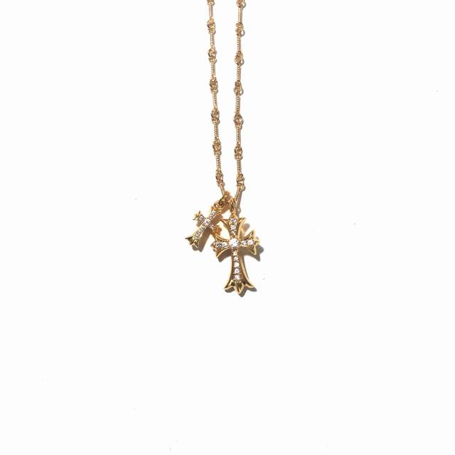 The most popular cross necklace double cross necklace in stock! Top-grade Seiko