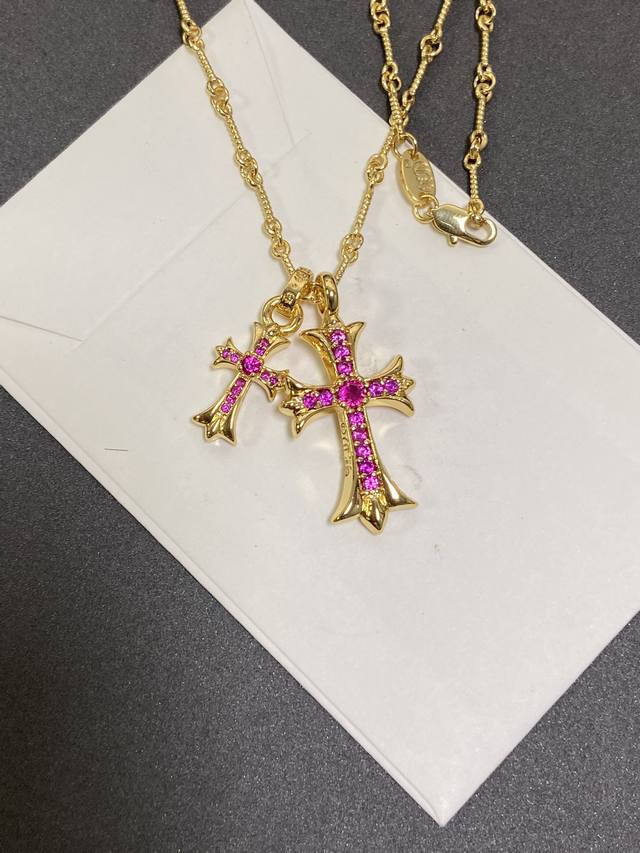 Chrome Heart Ruby Double Cross Necklace The pendant can be taken off and both s