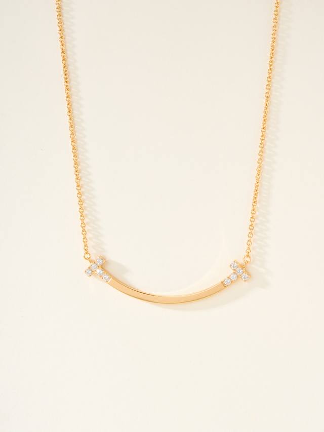 Medium size Sparkling and lovely T New version of smiling full diamond necklace,