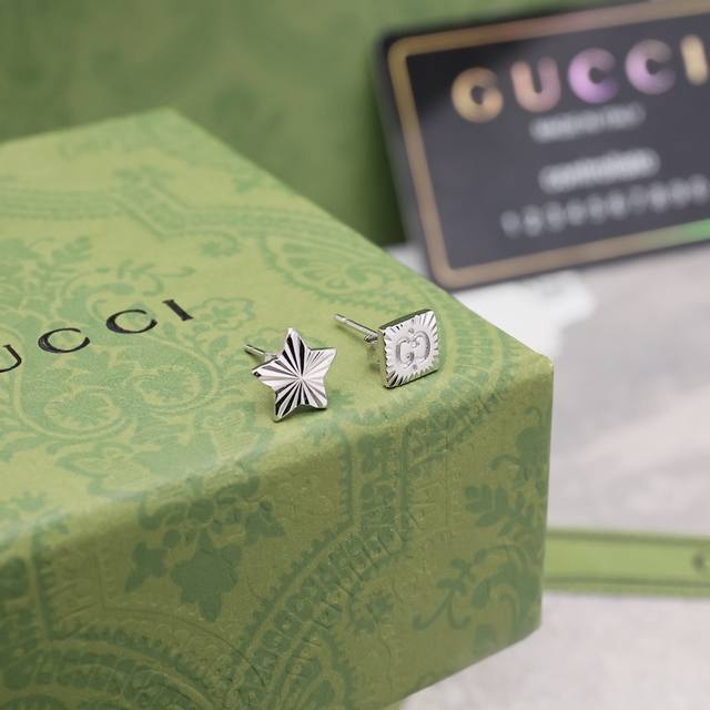 Celebrity Style] Gucci Icon Series 18K White Gold Pentagonal Earrings DDD