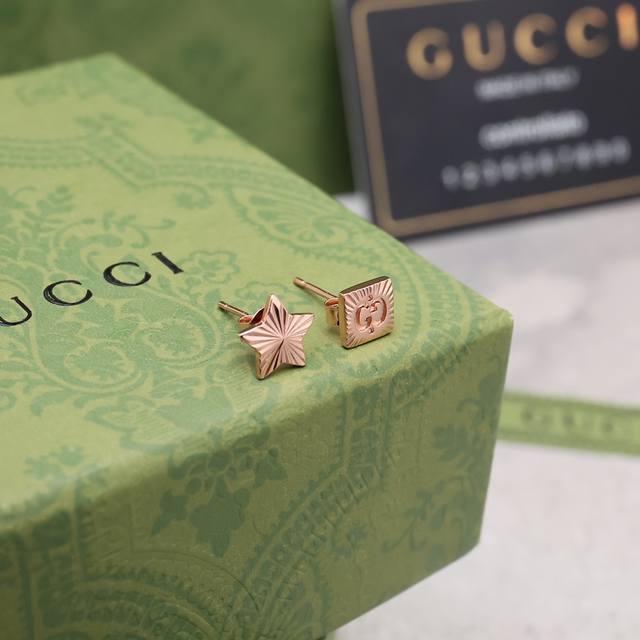 Celebrity Style] Gucci Icon Series 18K Rose Gold Pentagonal Earrings DDD