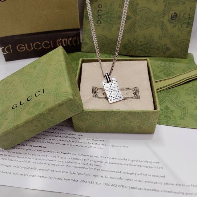 Gucci Gucci men and women retro old striped enamel black fashion necklace size: